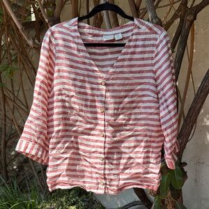 Rachel Zoe Red and White Linen Top